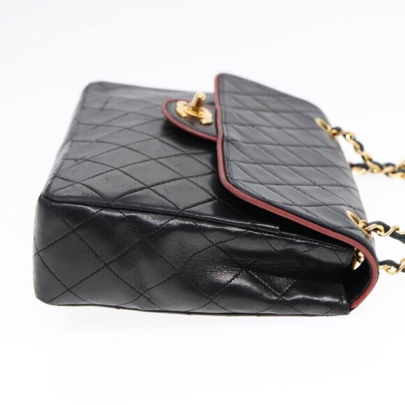 CHANEL Matelasse Turn Lock Chain Hand Bag Lamb Skin Black Gold CC Auth - Picture 11 of 16
